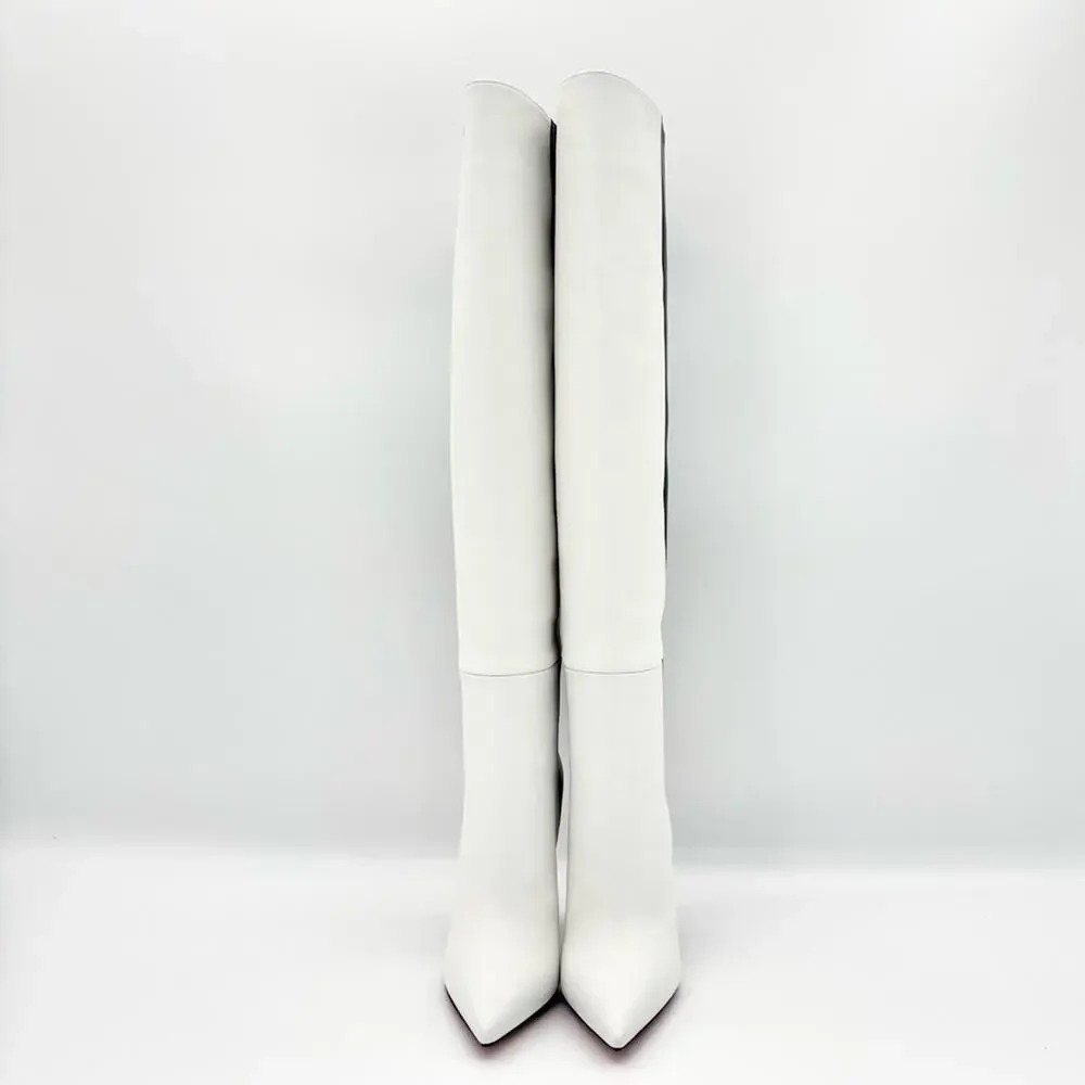 NIB Christian Louboutin Astrilarge Botta 100 Black White Pointed Toe Boots 37.5
